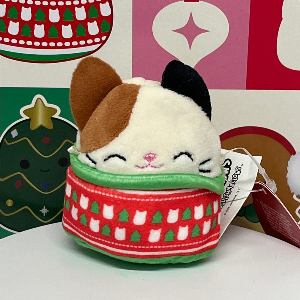 Squishmallows Micromallows Calico Cat in Festive Sweater - Cam